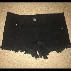 Black denim shorts
